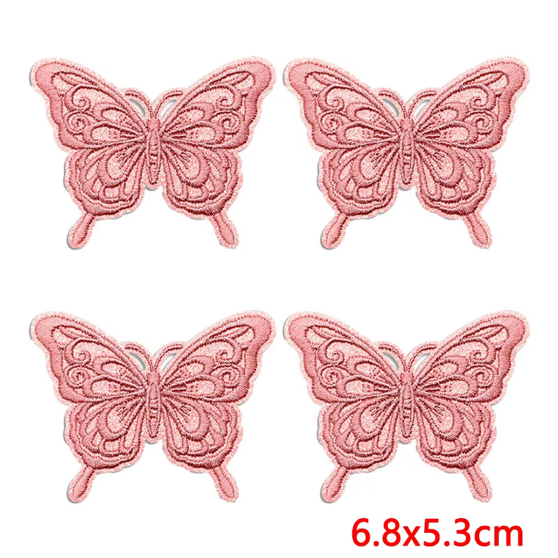 Parche termoadhesivo bordado estrellas y mariposas brillantes para ropa