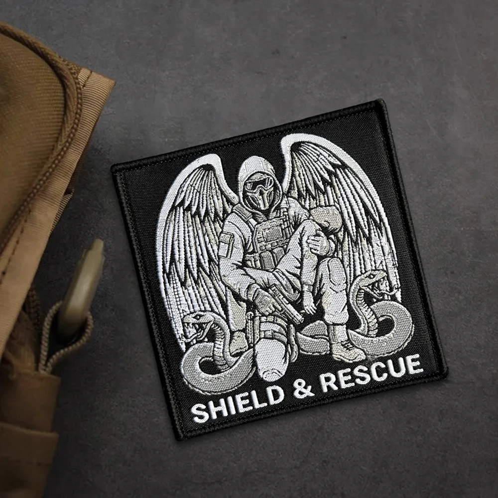 Parche táctico bordado escudo rescate con velcro gancho y bucle - imagen 5