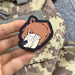 Parche táctico Angry Bear PVC oso grizzly con velcro para mochila