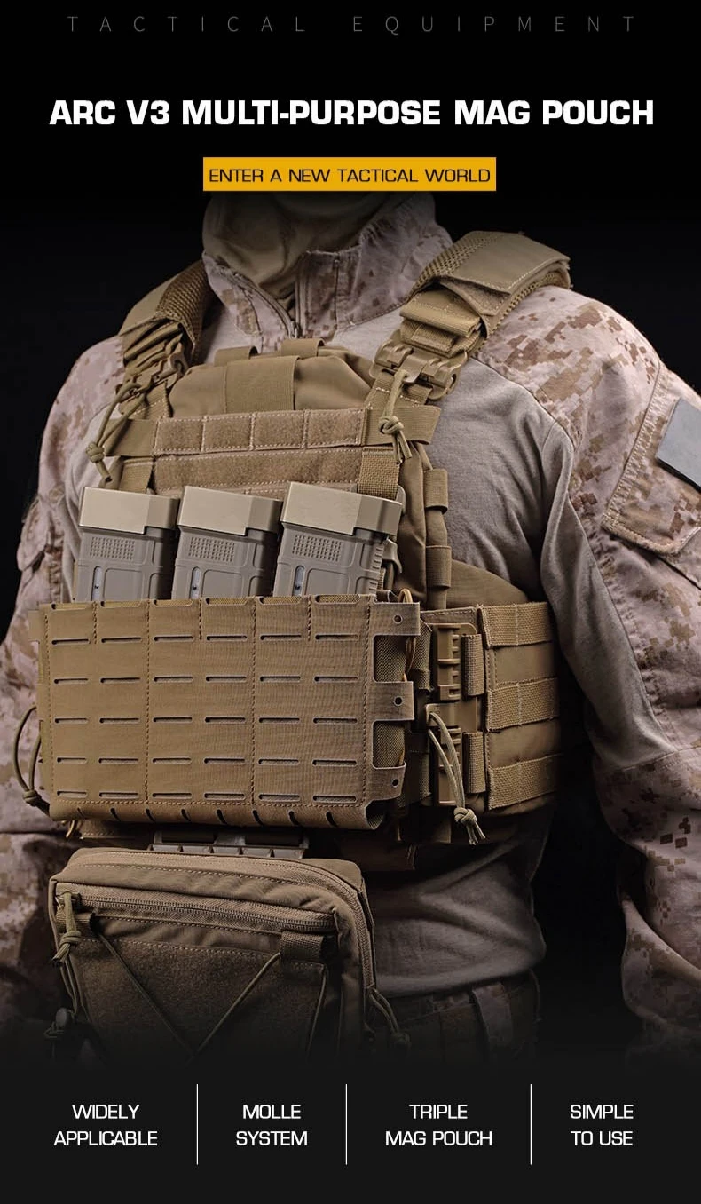 Bolsa táctica triple con sistema MOLLE y clip