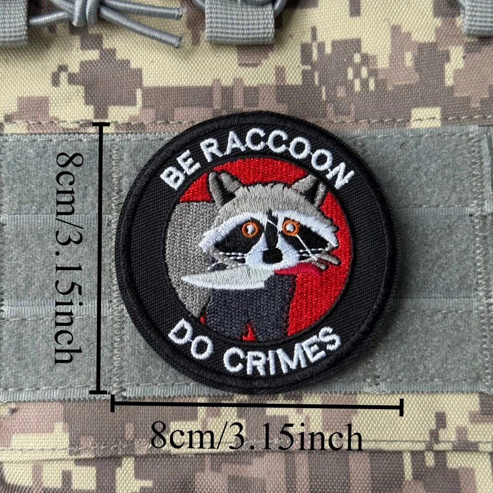 Parche táctico mapache bordado con velcro, militar de moral uniforme - imagen 3