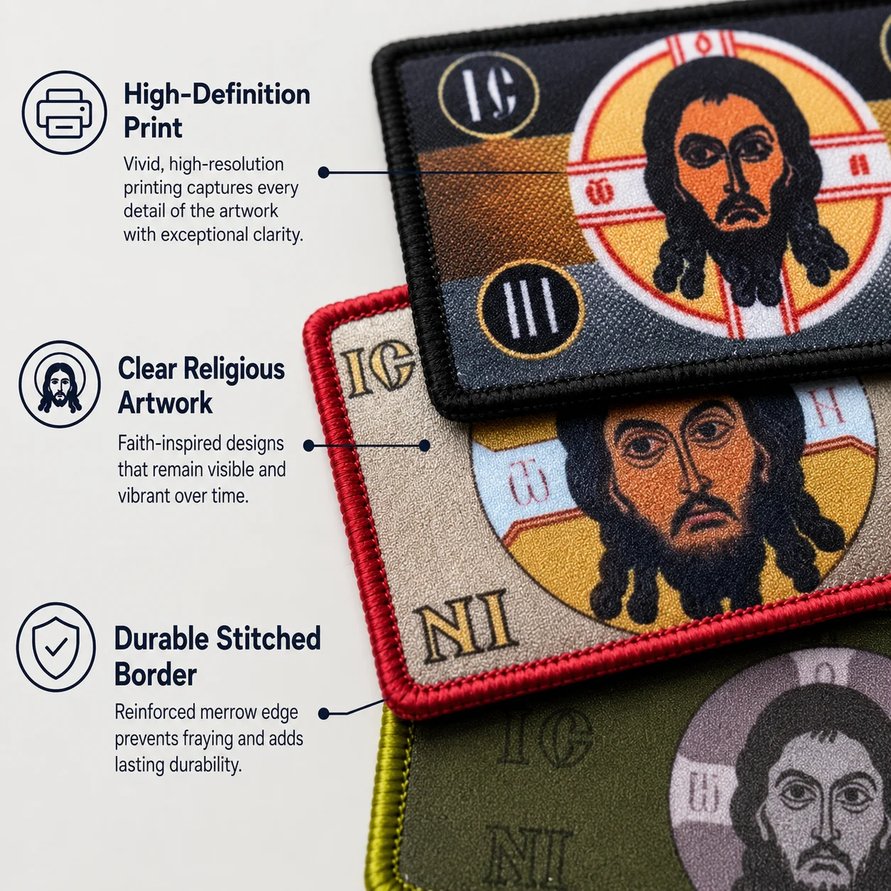 Parche religioso de Jesucristo para mochila – Gancho y bucle - imagen 3