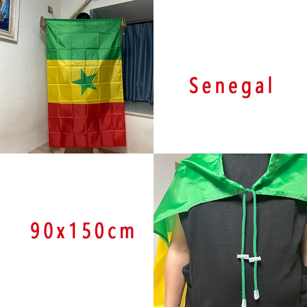 Bandera Senegal poliéster tipo chal para exterior o interior