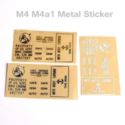 Pegatina metal táctica M4/M4A1 – Airsoft plata y oro
