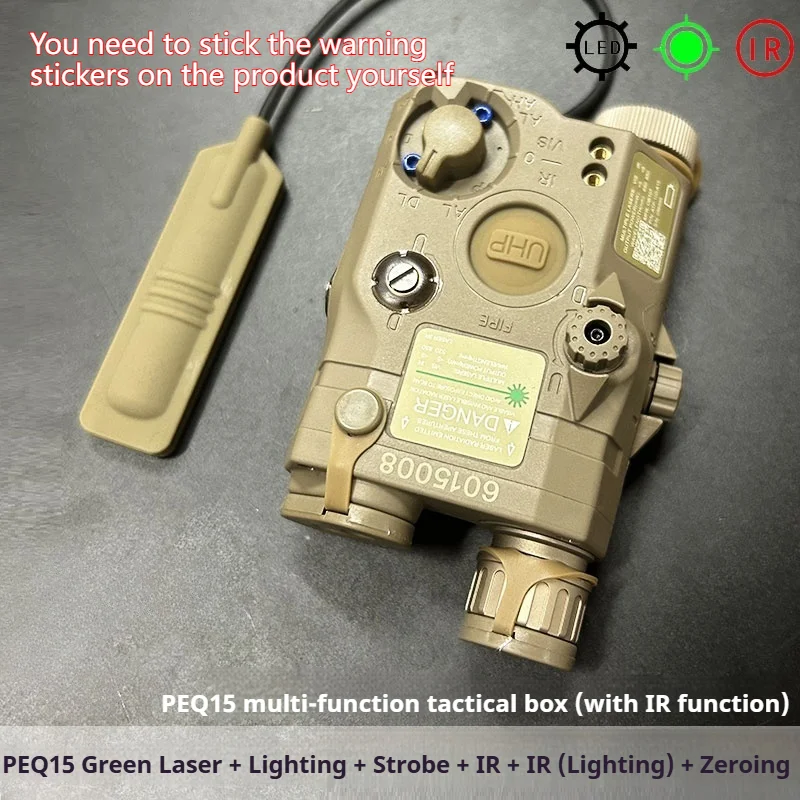 Linterna táctica Airsoft PEQ-15 con láser IR, punto rojo y LED estrobo - imagen 4