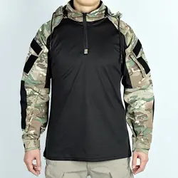 Camisa táctica capucha cremallera camuflaje ripstop