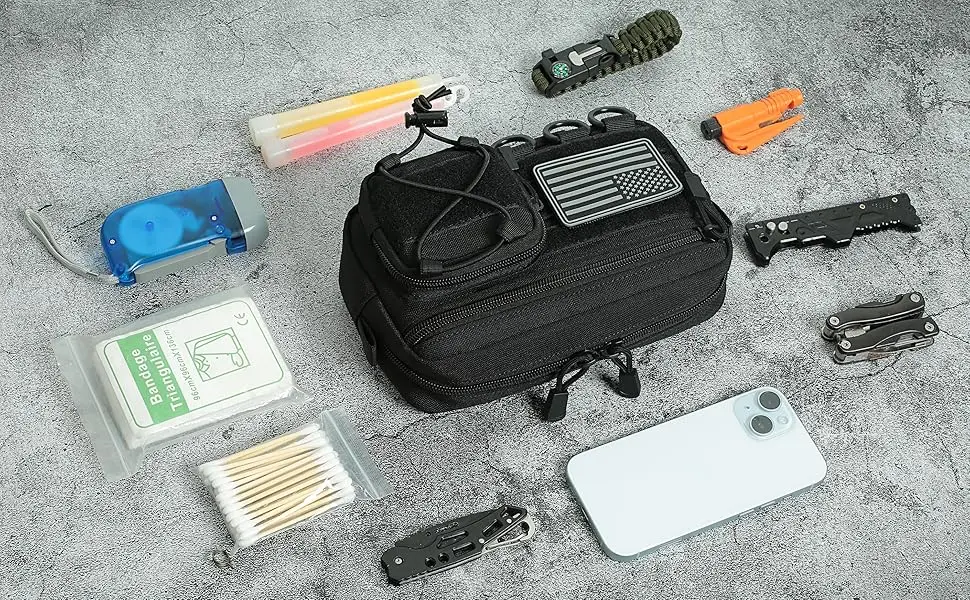 Bolsa táctica MOLLE horizontal con organizador EDC