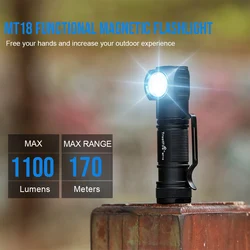 Linterna frontal táctica Trustfire MT18 LED recargable USB impermeable