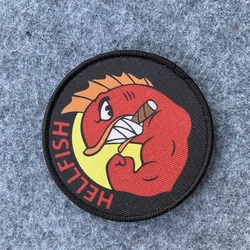 Parche táctico Hellfish con gancho y bucle para ropa y mochila
