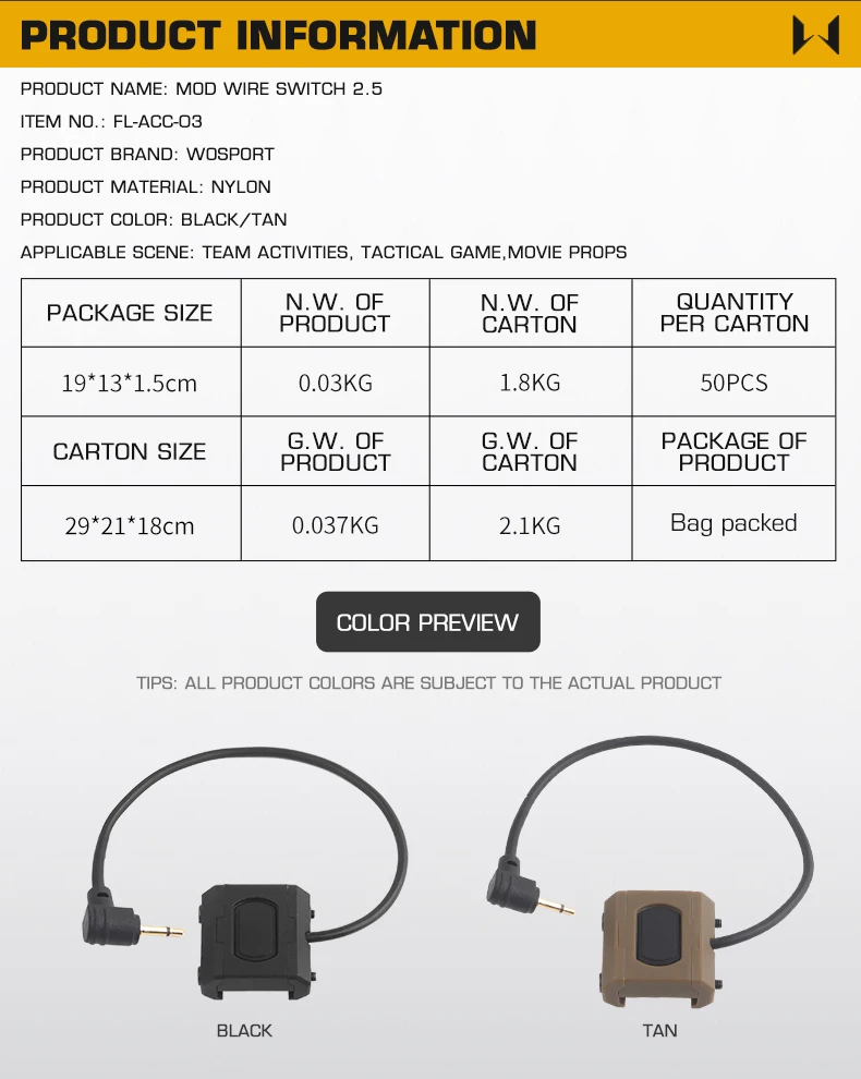 Interruptor de cable en configuración tan