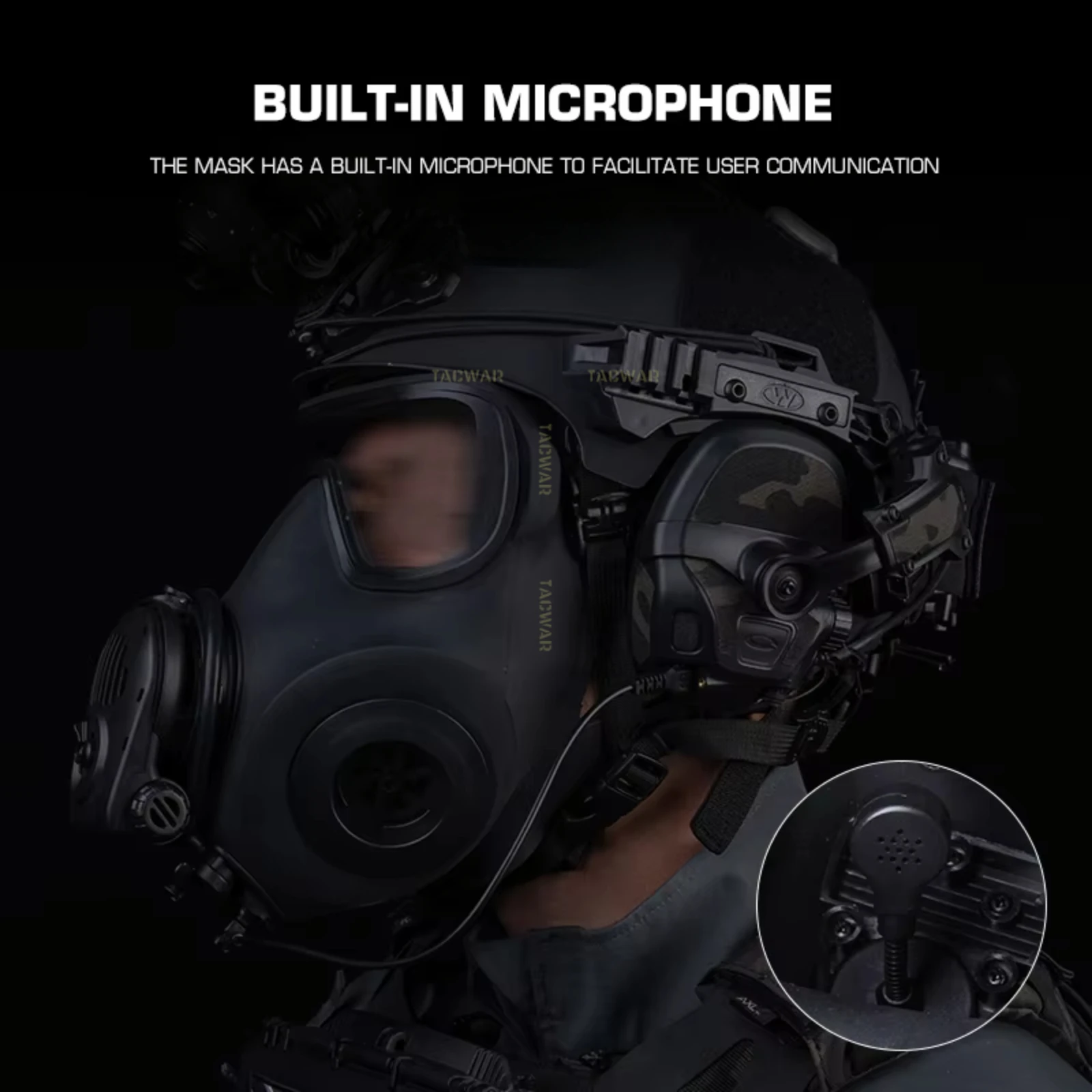Máscara de gas airsoft FM-53 simulada con micrófono y ventilación - imagen 3