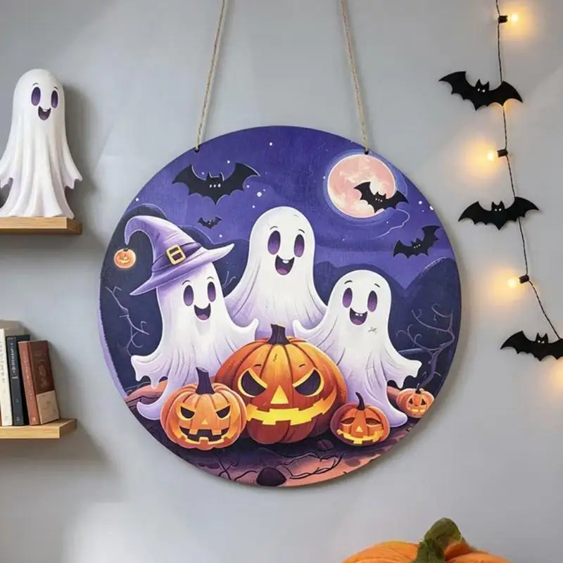 Letreiro de madera Halloween con murciélago y luna – Decoración pared o puerta - imagen 5