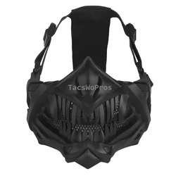 Máscara táctica media cara transpirable ajustable para airsoft y tiro