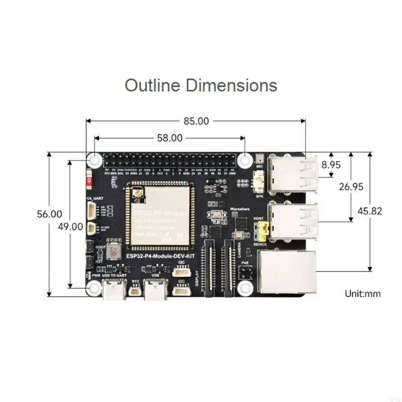 Tablero de desarrollo con WiFi, Bluetooth y Ethernet RJ45