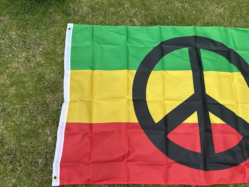 SKY FLAG Bandera Rasta paz – Poliéster verde, amarillo, rojo y negro - imagen 2