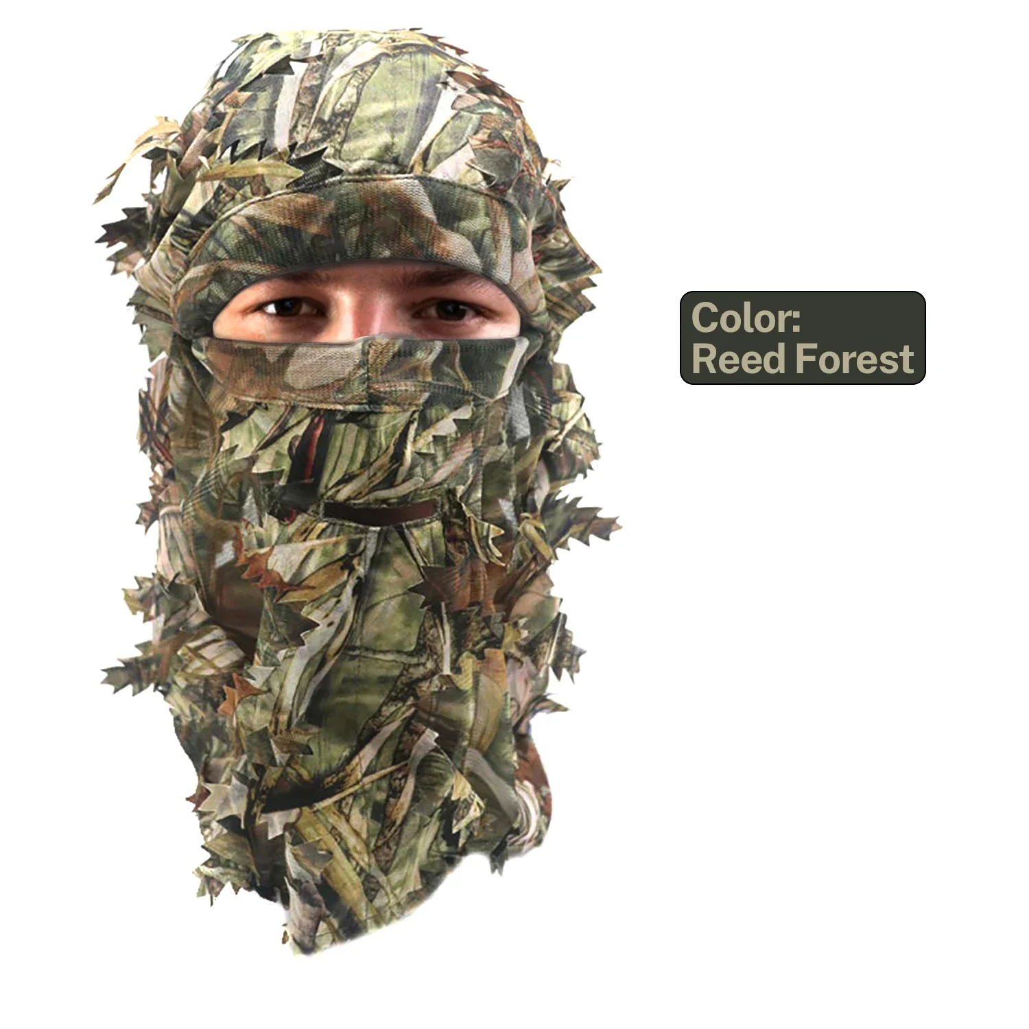Sombrero camuflaje ghillie 3D con hojas - mascara caza silenciosa - imagen 4