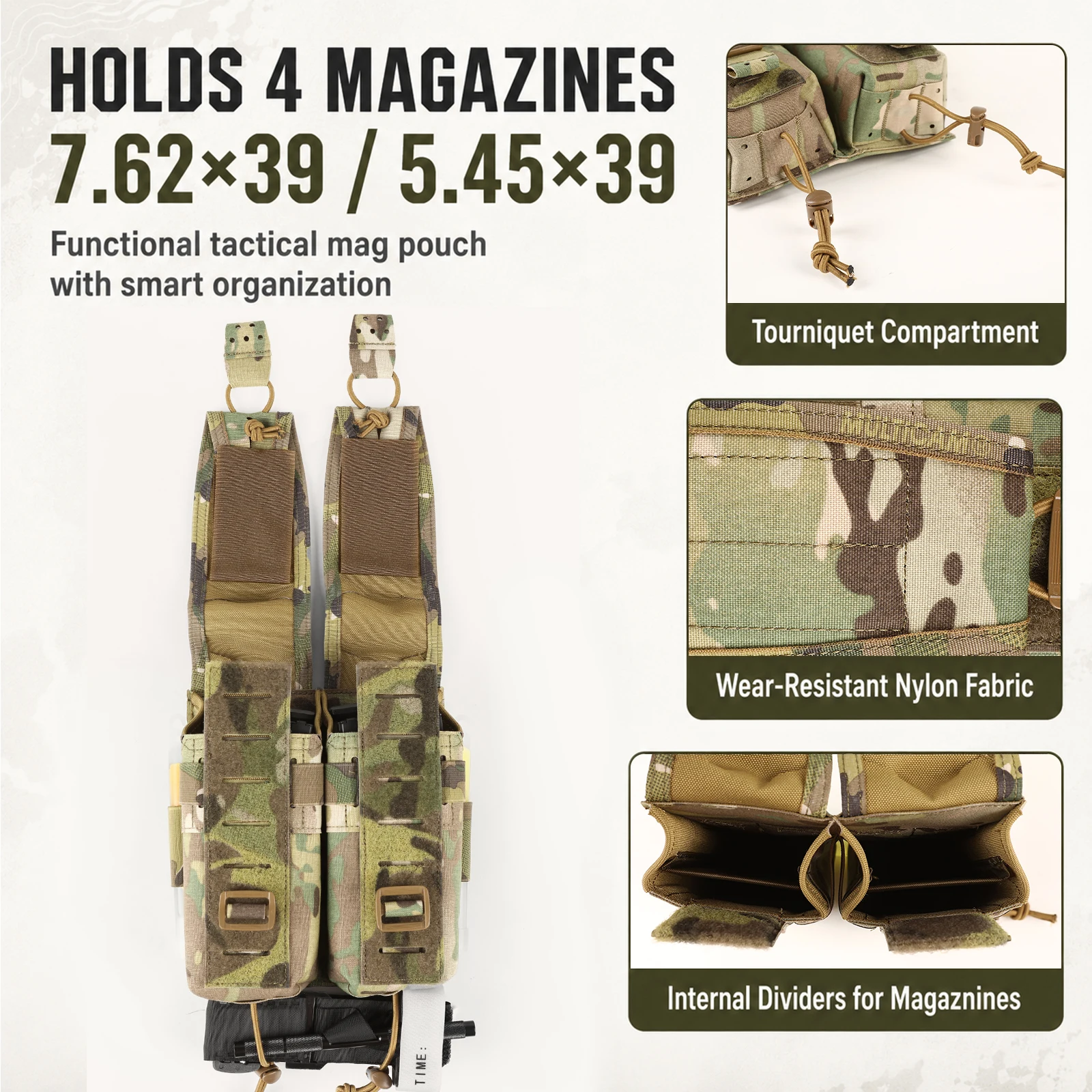 VOTAGOO Bolsa doble portacargador AK MOLLE para airsoft y caza - imagen 4