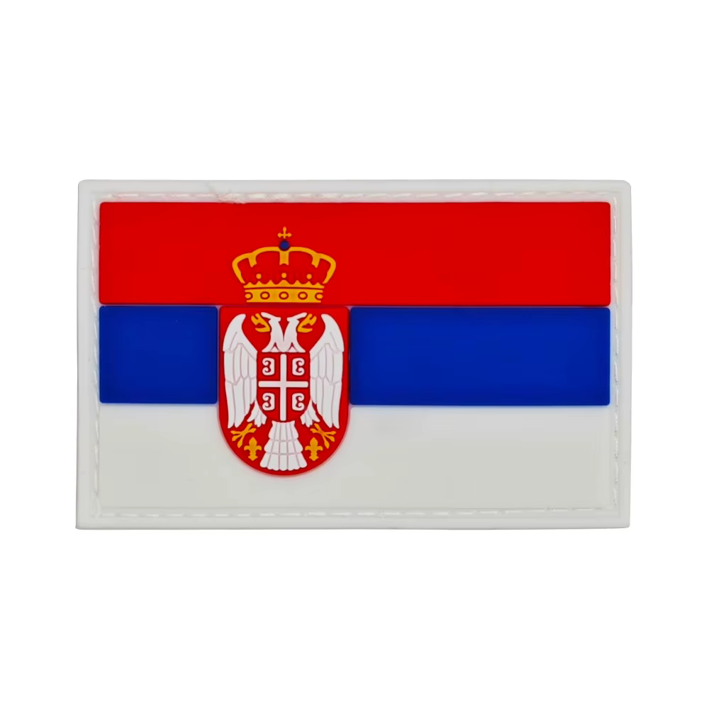 Parche bandera Serbia bordada con reflectante IR para ropa y mochila - imagen 2