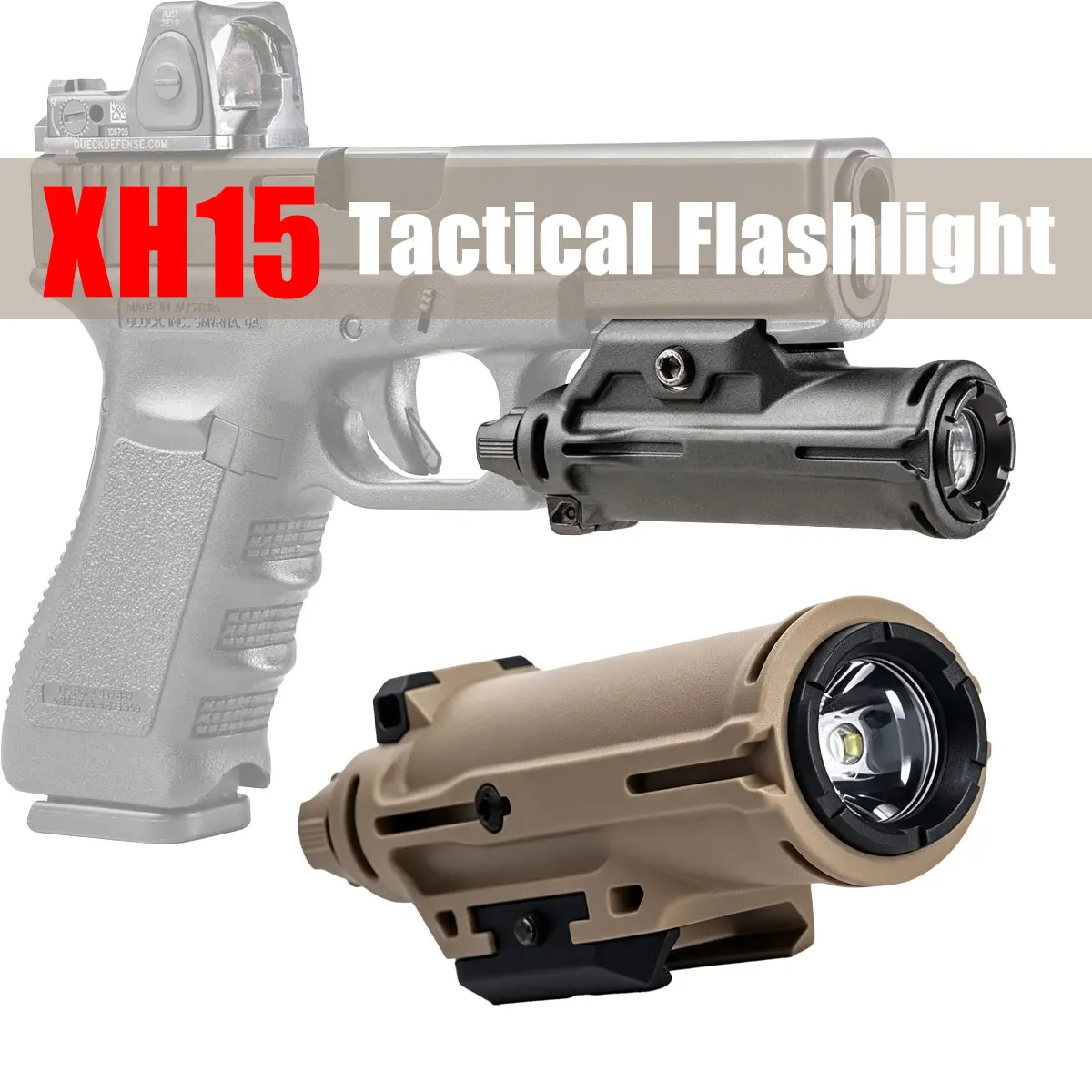 XH15 Linterna Táctica LED con Riel Picatinny y Estroboscópica