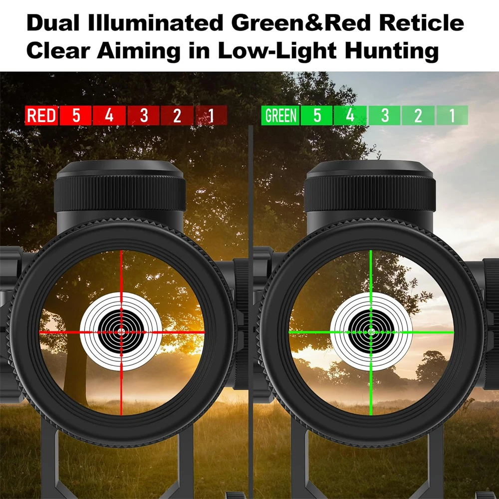 Mira táctica óptica para rifle con iluminación verde y roja Picatinny - imagen 3