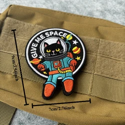 Parche bordado gato espacial termoadhesivo para mochila y ropa