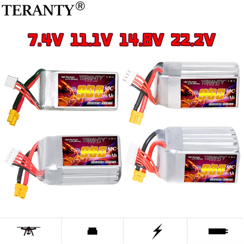 TERANTY Batería LiPo FPV para dron con conector XT30 alto rendimiento - imagen 3
