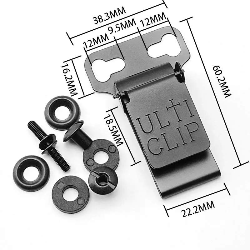 Abrazadera y clip de cintura para funda Kydex