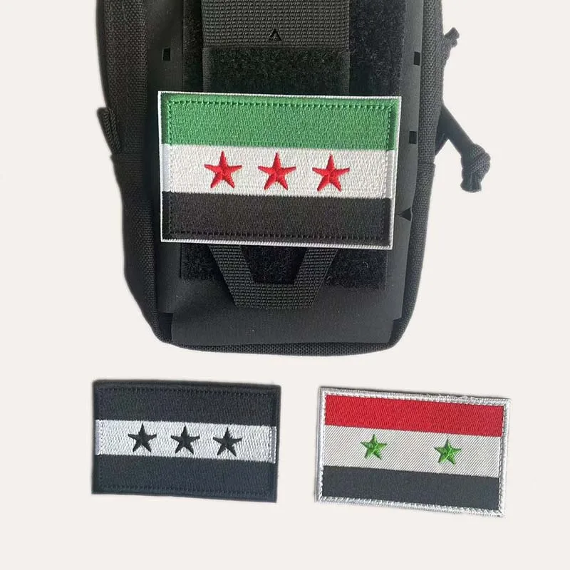 Parche militar bordado bandera siria para ropa, brazalete y gorra
