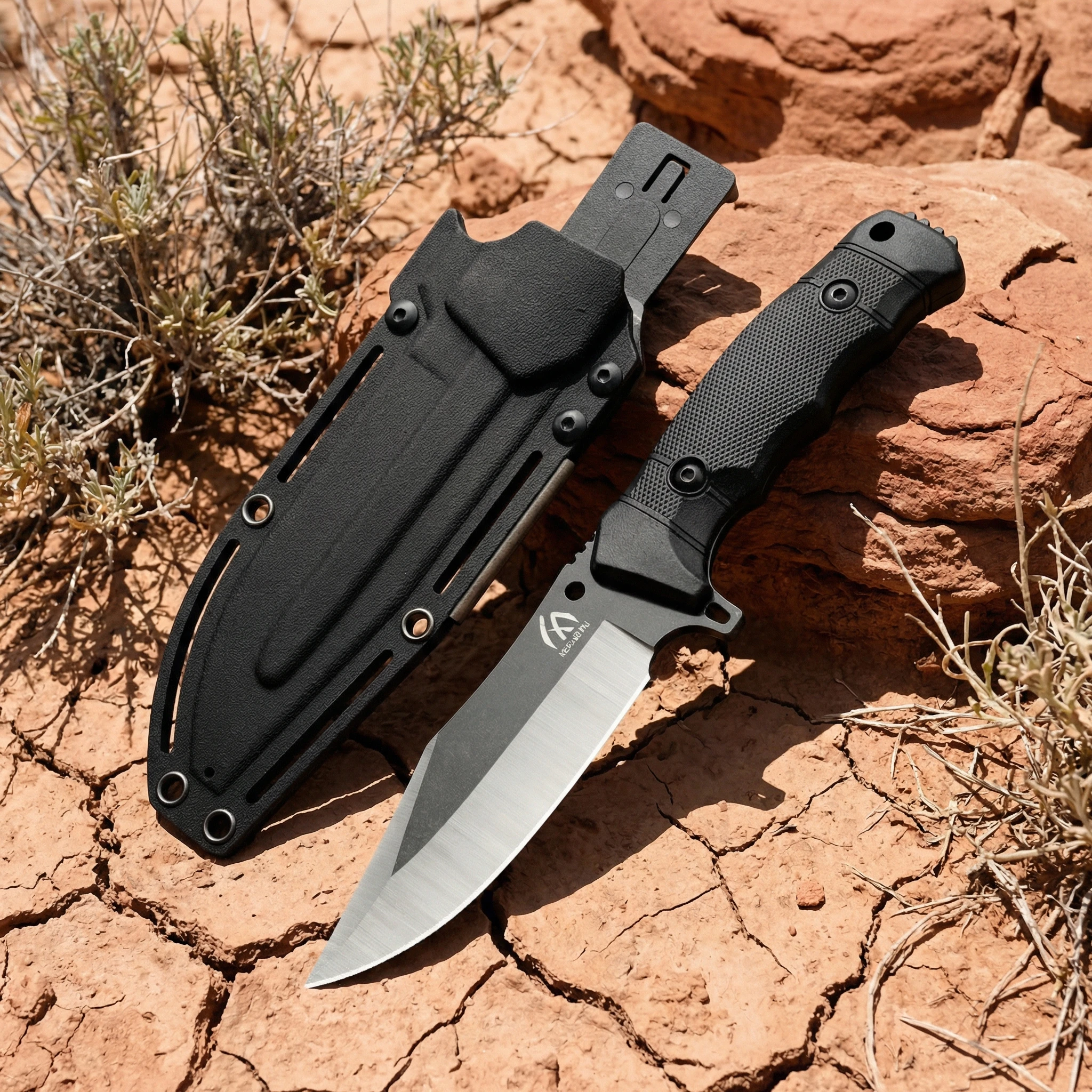 Cuchillo fijo de acero alta calidad para exteriores y emergencia - imagen 3
