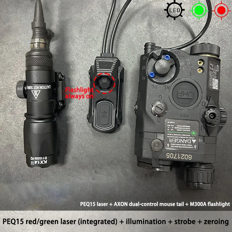 PEQ-15 Linterna táctica con láser rojo y verde LED estroboscópico - imagen 3