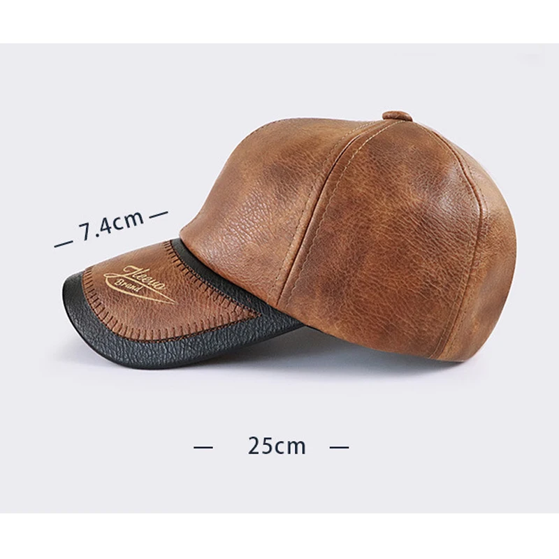 Gorra snapback retro piel sintética negra ajustable con costuras - imagen 5