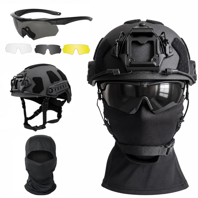 Casco táctico airsoft con gafas de lentes intercambiables y máscara - imagen 5