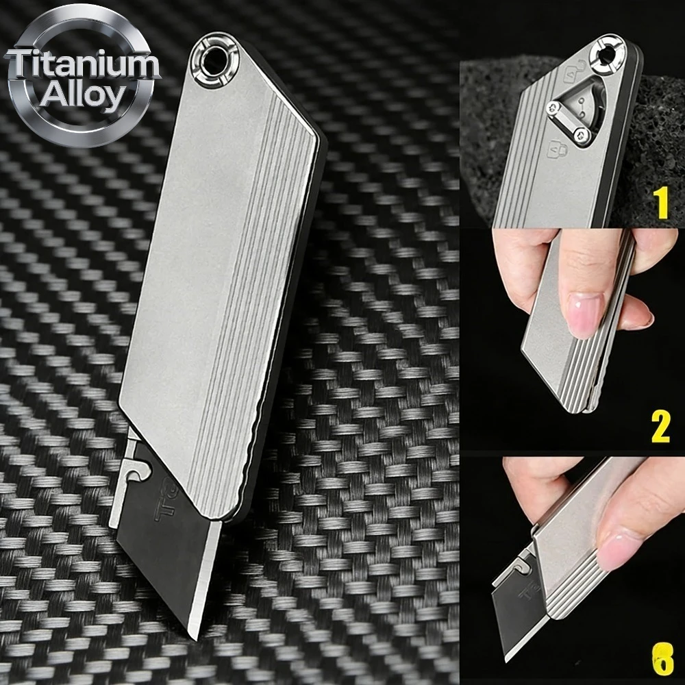 Cuchillo EDC multifunción de titanio mini para campismo y caza - imagen 3