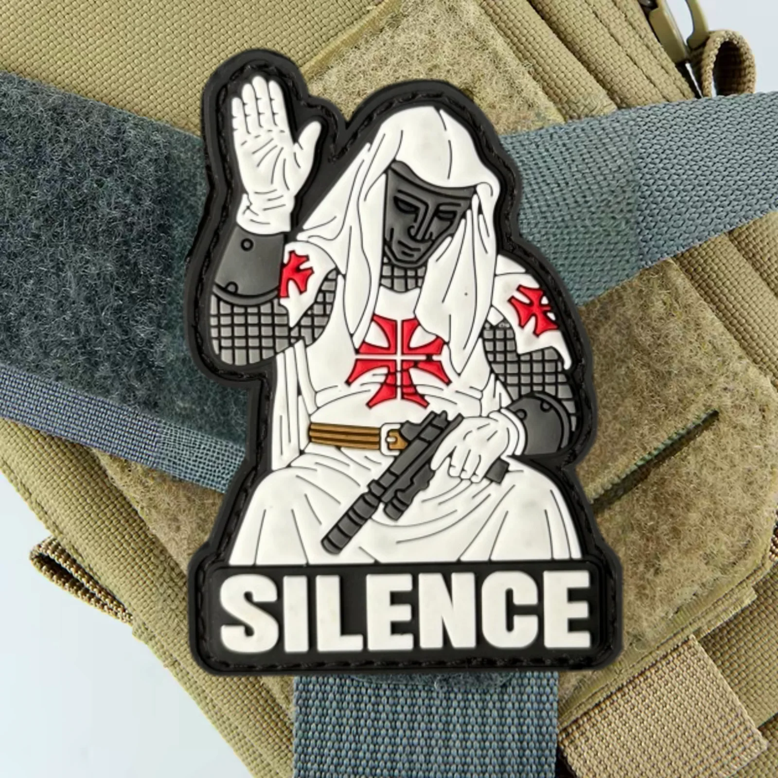 Parche táctico PVC Silence Caballero Templario con velcro - imagen 4