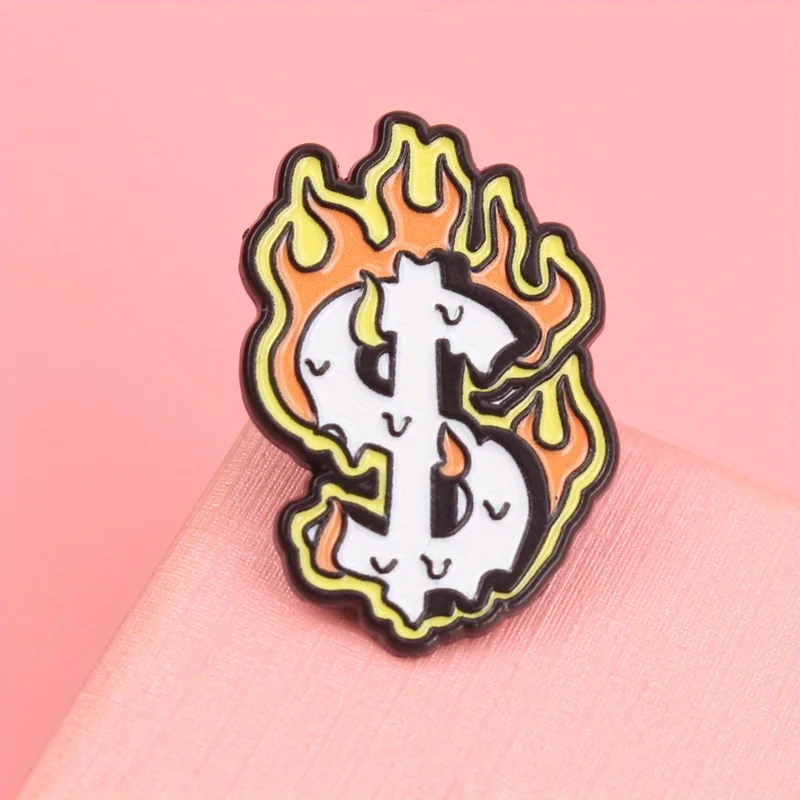 Inferno Fortune pin esmaltado táctico dólar llameante base blanca - imagen 4