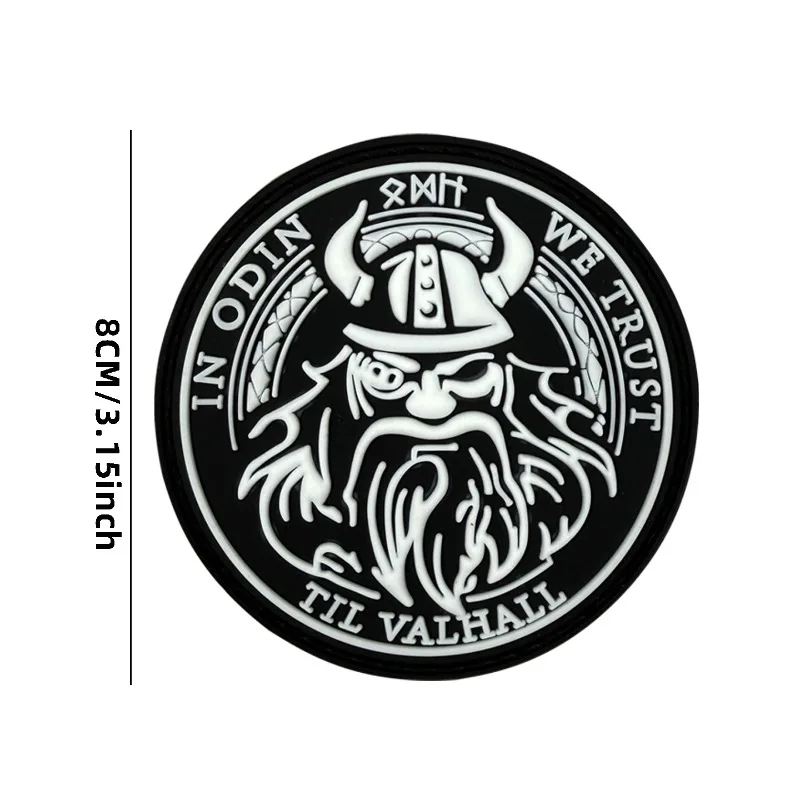 Parche táctico redondo PVC y bordado vikingo con frase En Odín Valhalla - imagen 5