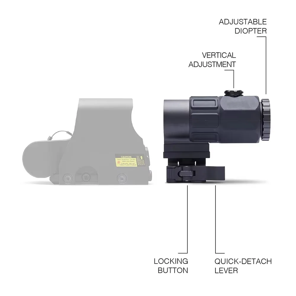 G33 G43 G45 Mira telescópica fija 3X 5X montura QD lateral para caza - imagen 4