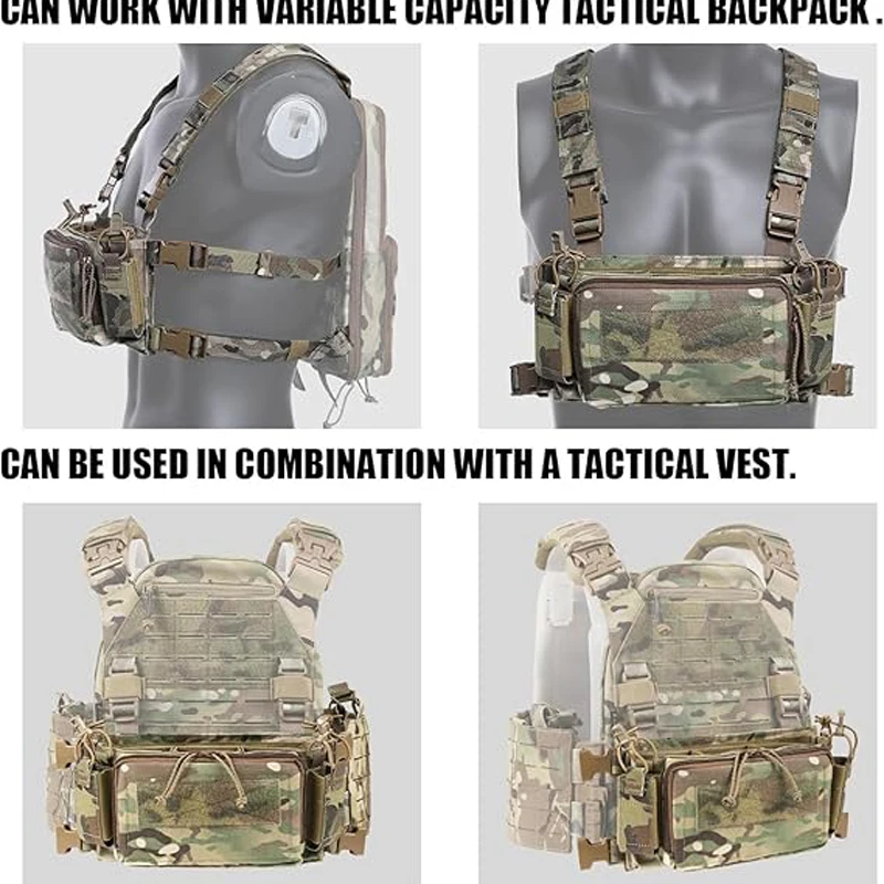 VOTAGOO Chaleco Táctico con Bolsillos MOLLE y Arnés Ajustable - imagen 5