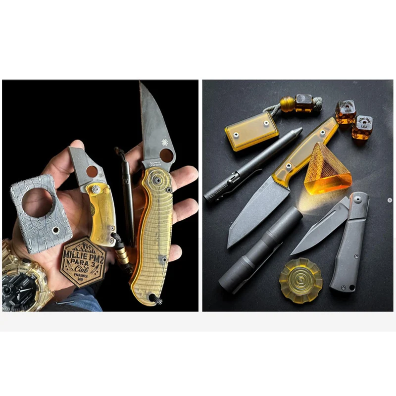 Tablero PEI ámbar mangos cuchillo herramientas EDC CNC - imagen 2