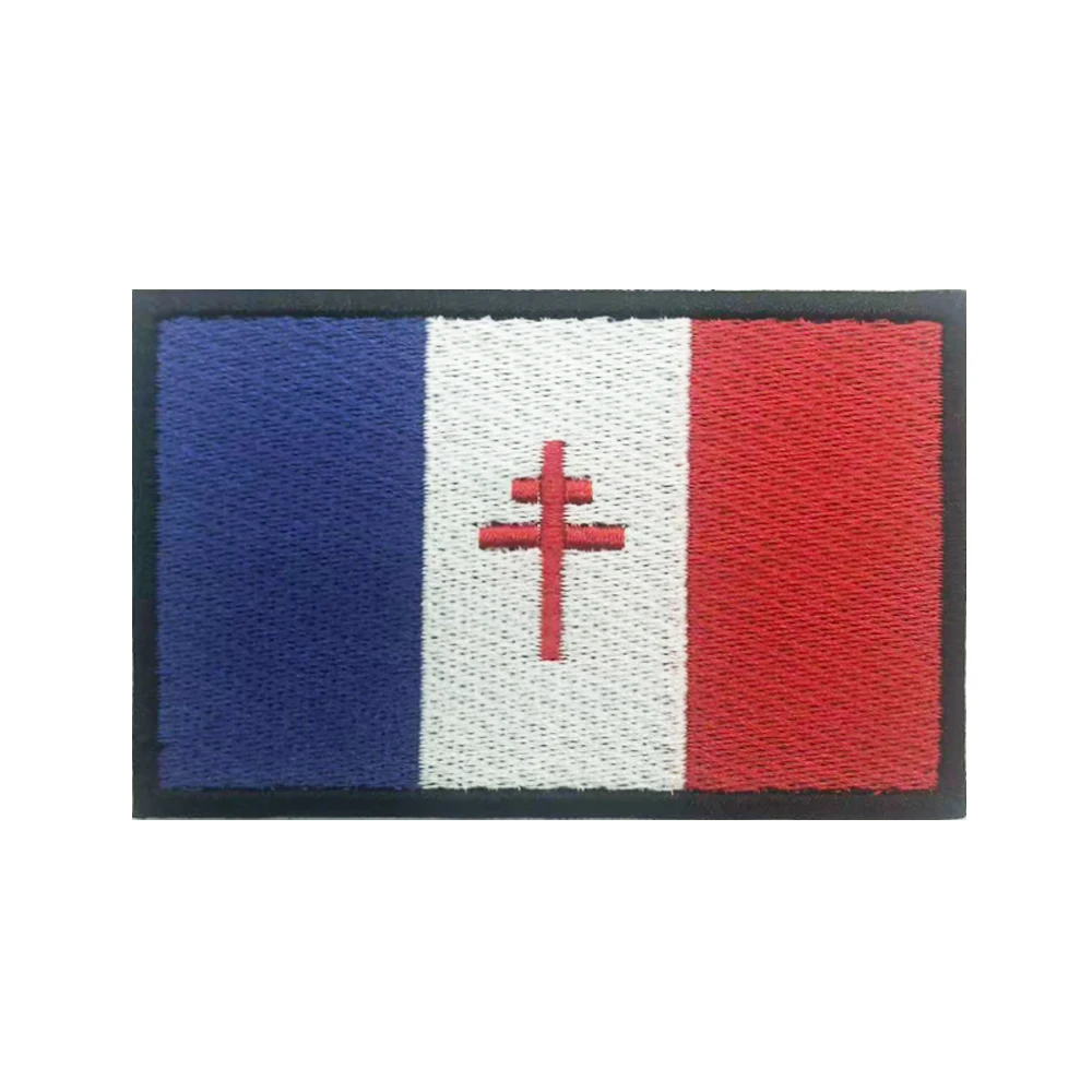 Parche bordado de Francia con Cruz de Lorena y bandera FFI