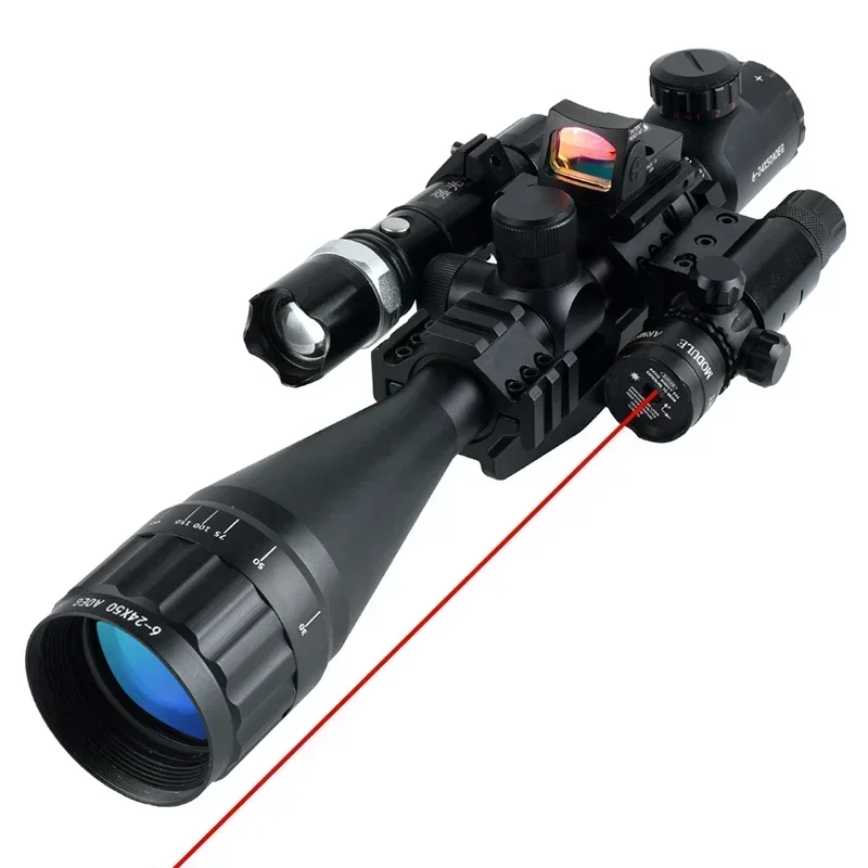 AOEG Mira telescópica táctica con láser rojo y verde para caza - imagen 4