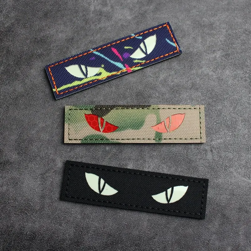 Parche Velcro mochila gato demonio ojos luminosos cortado láser - imagen 4