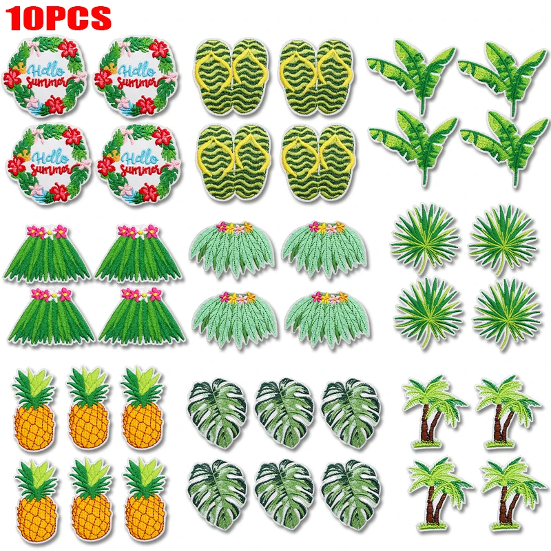 Parche bordado hawaiano con piña y hojas