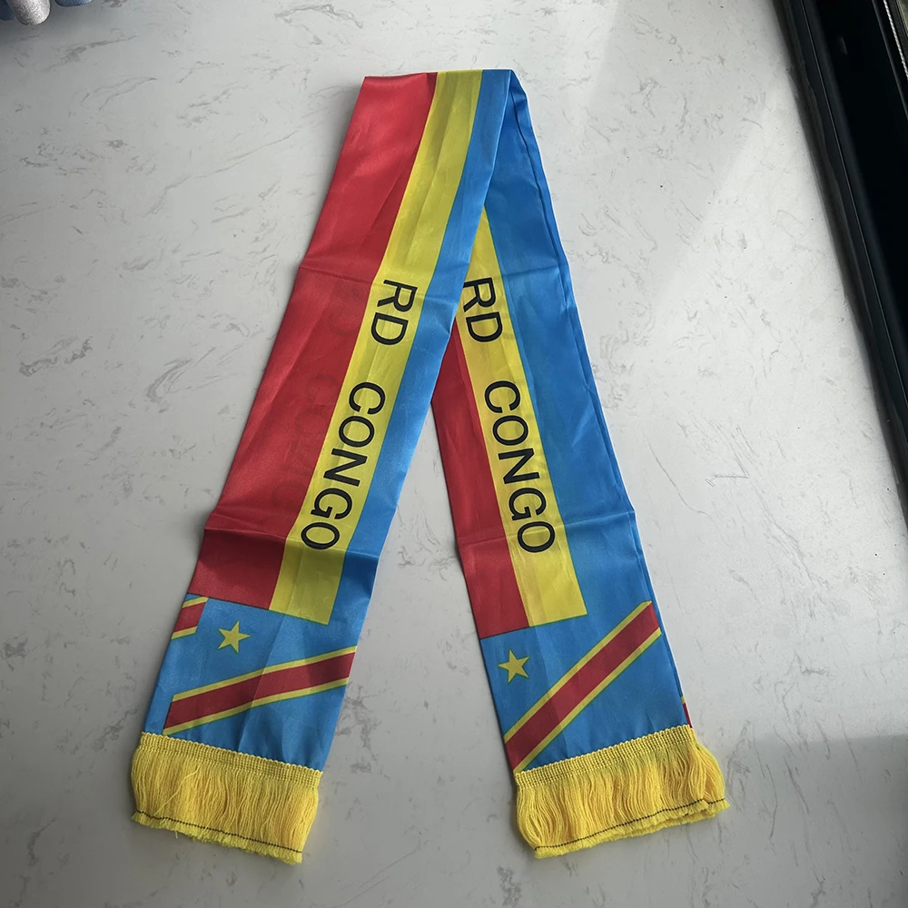 Bufanda bandera Congo satén doble cara con borlas y flecos - imagen 4