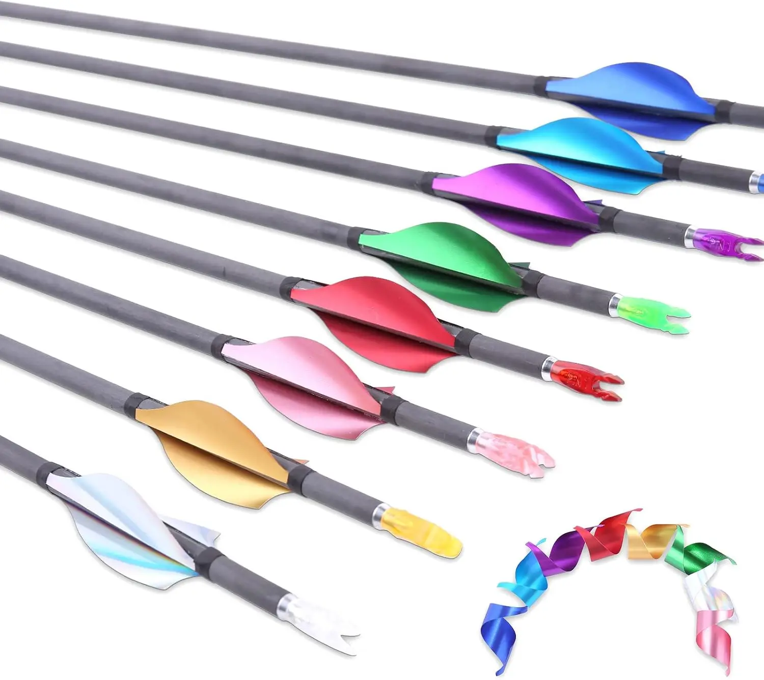 Variedad de colores de plumas para arquería