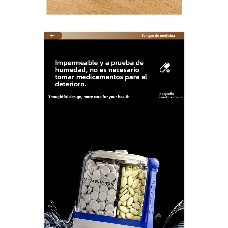 Pastillero tipo prensa compacto con compartimentos redondos portátil - imagen 4