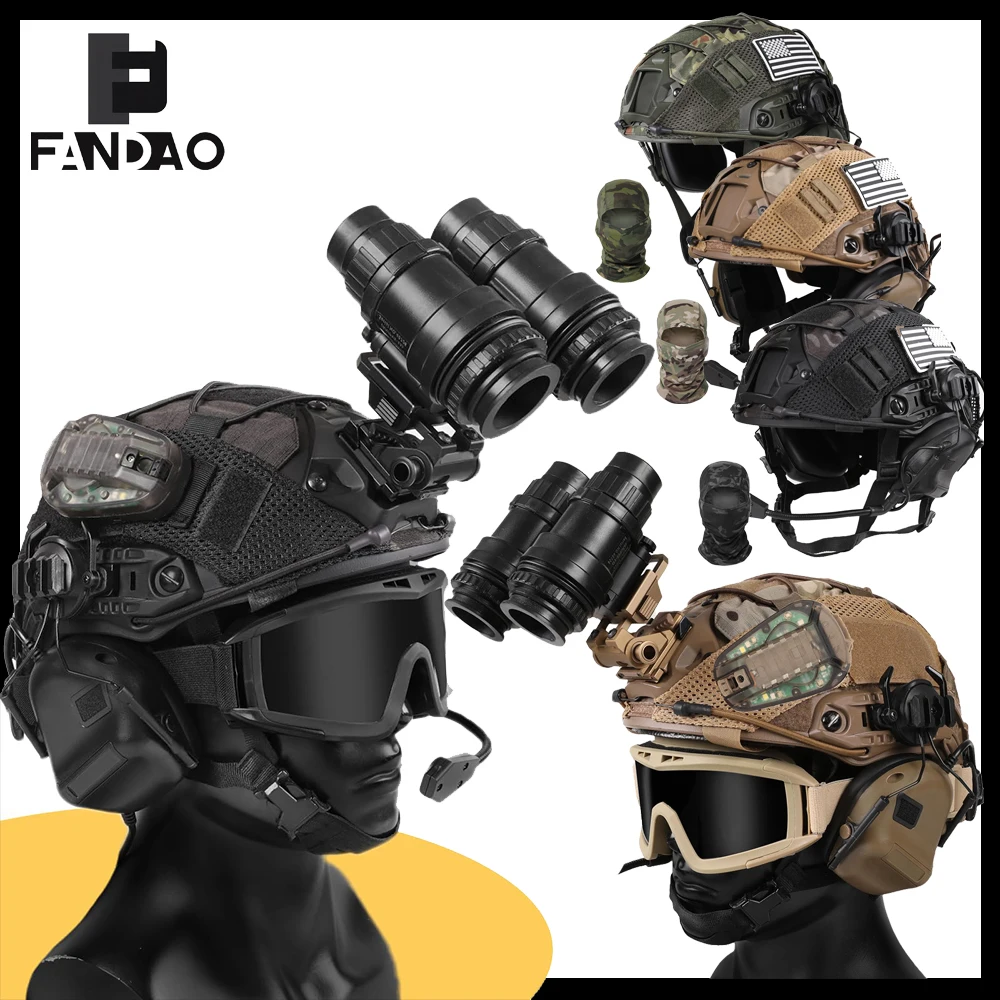 Casco táctico protección rápida ajustable con auriculares, NVG - imagen 2