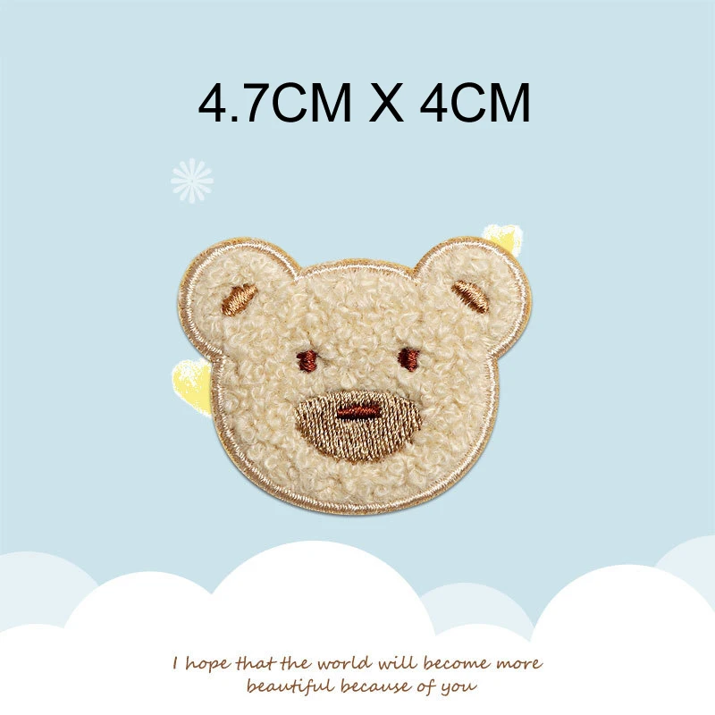 Parche autoadhesivo tela bordado 3D oso para mochila y bufanda