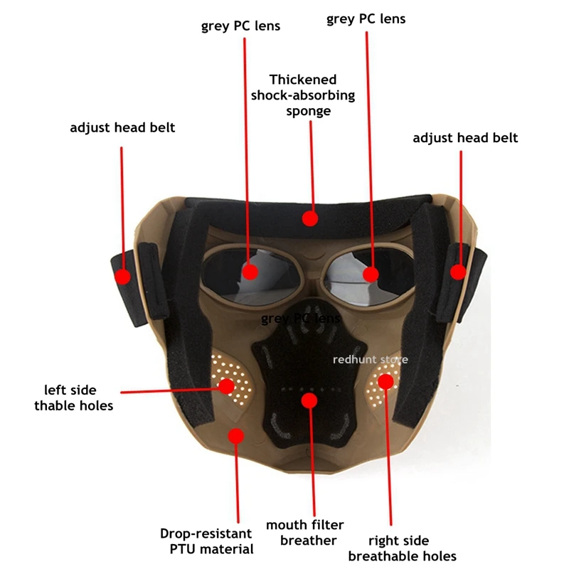 Máscara táctica calavera completa para Airsoft y Paintball - imagen 5
