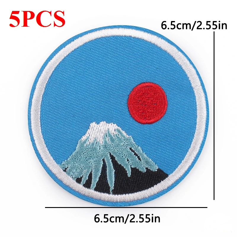 Parche termoadhesivo bordado Montaña Fuji y Ola Kanagawa para ropa - imagen 4